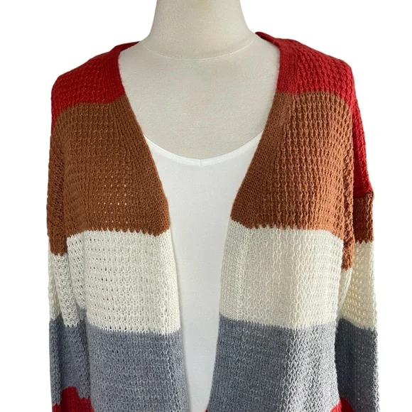 UMGEE Oversized Colorblock Open Front Cardigan, Medium - Picture 3 of 9